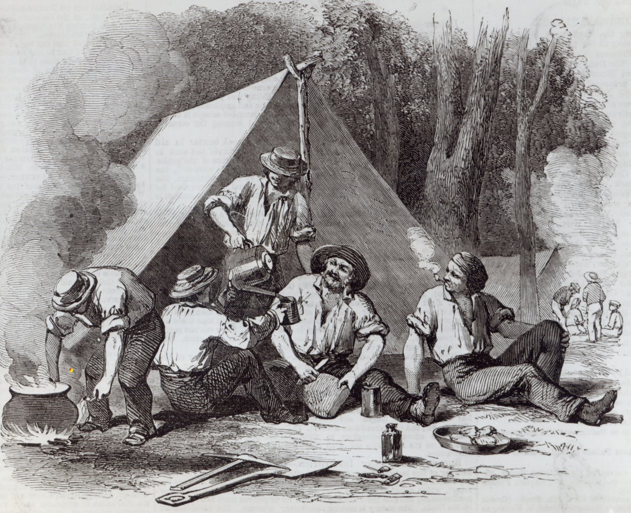 Zlatokopové Mount Alexander ve večerní jídelně, z „The Illustrated London News“, 1852 od English School