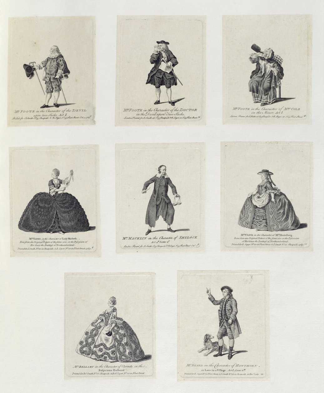 Pan Foote v postavě ďábla ve filmu Ďábel na dvou holí (I. dějství); Pan Foote v postavě doktora ve filmu Ďábel na dvou tyčích; Pan Foote v postavě paní Coleové v The Minor (A od English School
