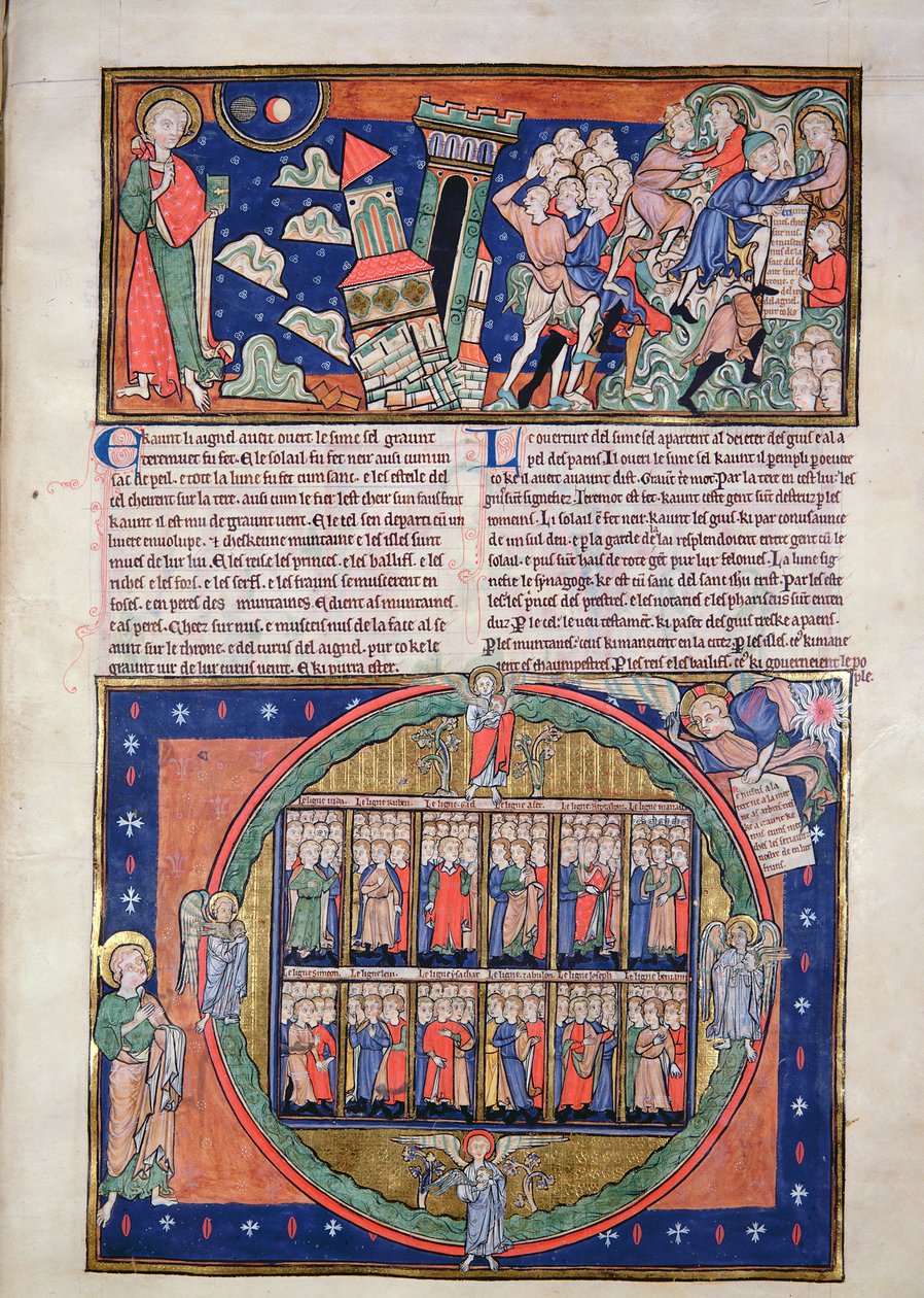 Paní R.16.2 fol.7a Šestá pečeť, z Apokalypsy Trojice, kolem roku 1250 od English School