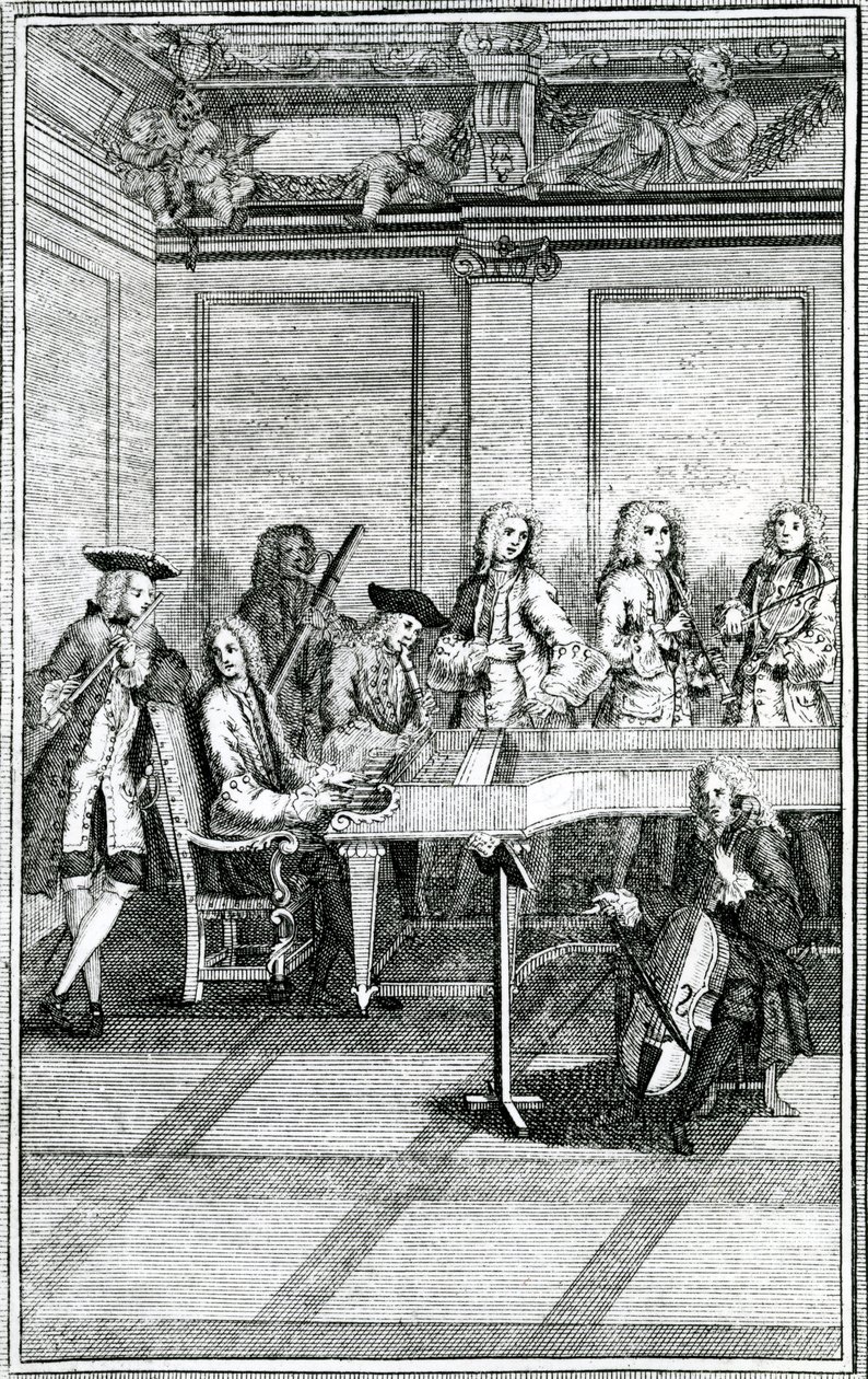 Hudebníci, z knihy "Moderní mistr hudby", 1731 od English School