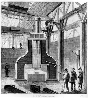 Parní kladivo Nasmyths, 1871 od English School