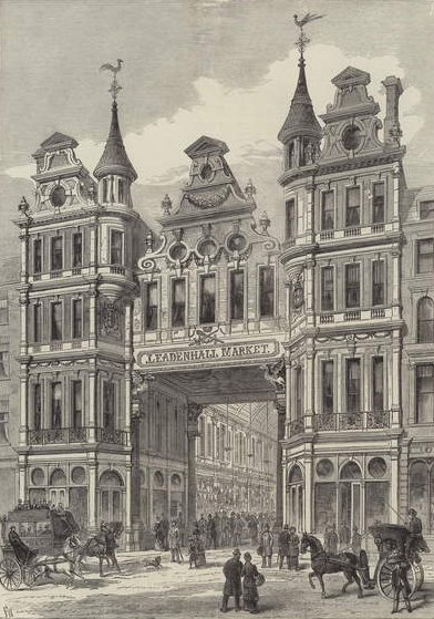Nový Leadenhall Market, z The Illustrated London News, 24. prosince 1881 od English School