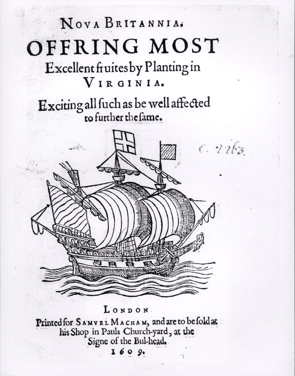 Nová Británie. Nabízí nejlepší ovoce výsadbou ve Virginii, 1609 od English School