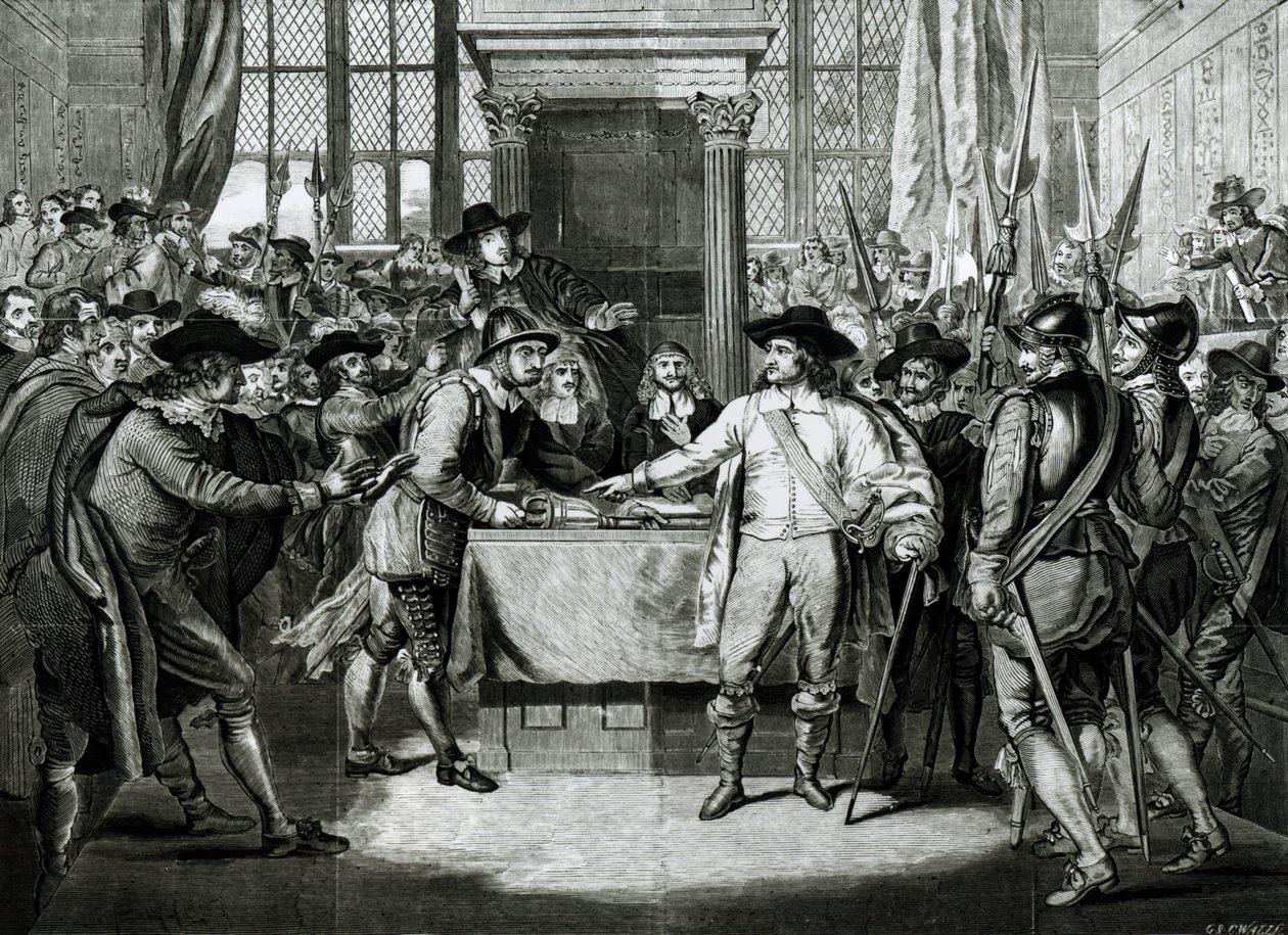 Oliver Cromwell (1599-1658) Rozpuštění dlouhého parlamentu v roce 1653 od English School