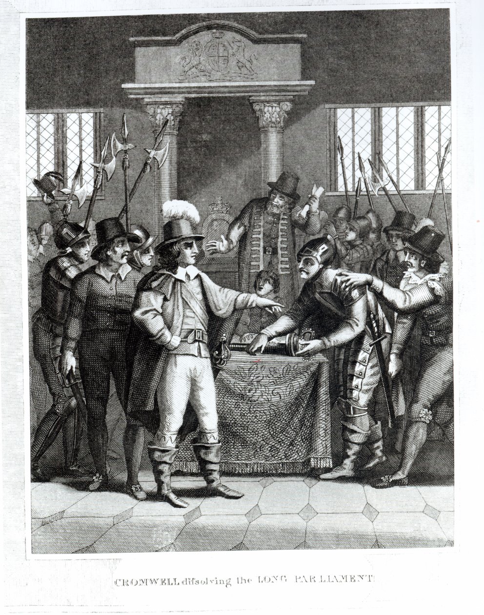 Oliver Cromwell (1599-1658) Rozpuštění dlouhého parlamentu v roce 1653 od English School