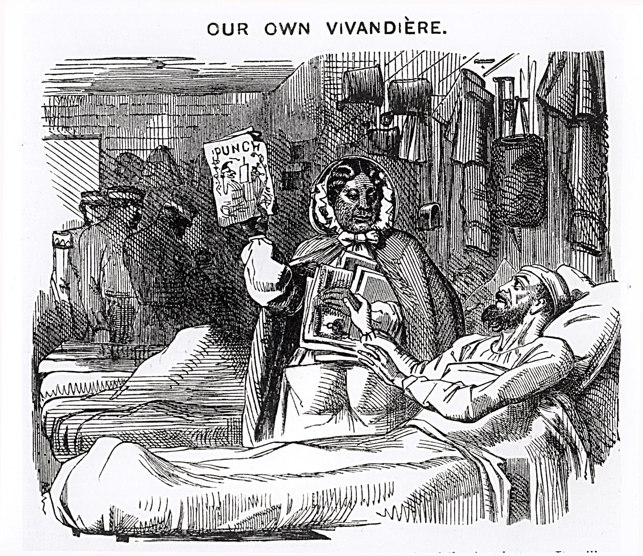 Naše Vivandierová, paní Seacoleová (1805-81), jak je vyobrazena v časopise Punch, vydaném 20. května 1857. od English School