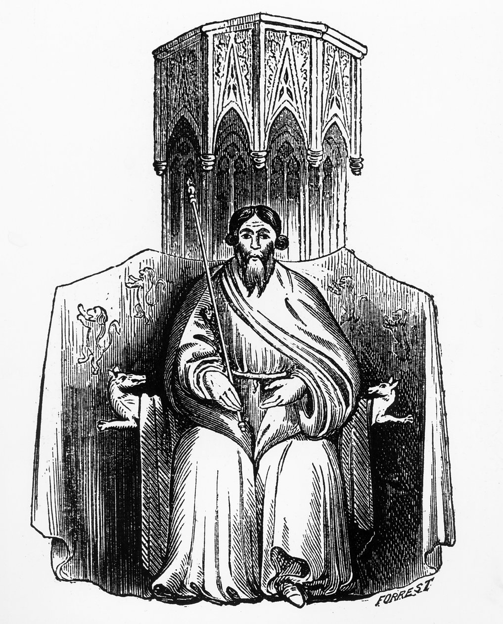 Owen Glendower (1359-1416) z jeho pečeti, vyryté v „Archaeologia“, vyryté Forrestem od English School