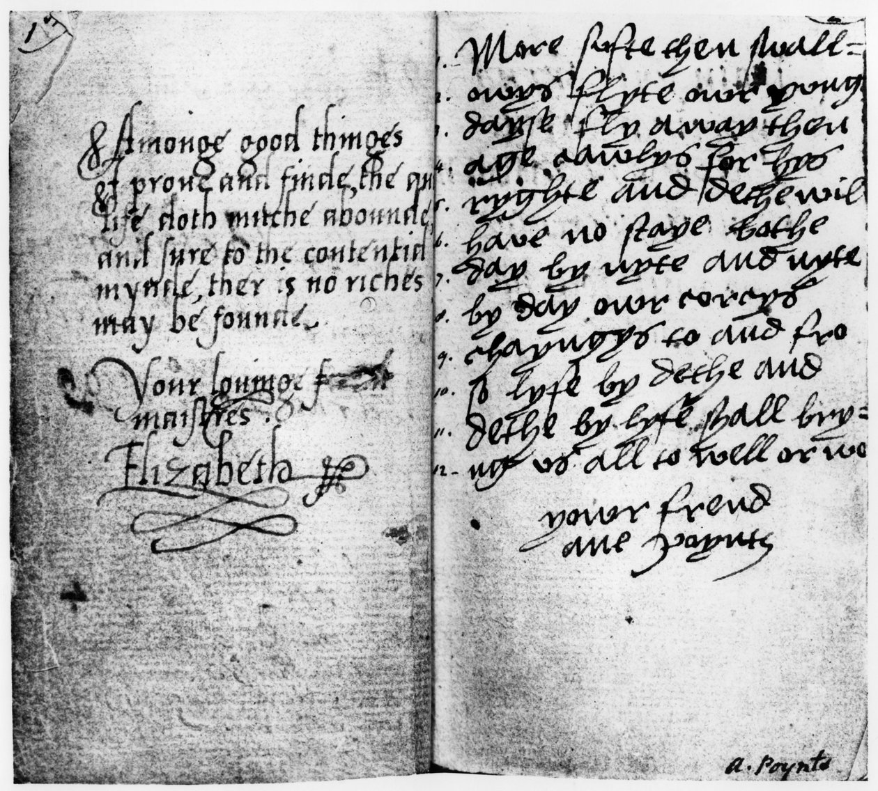 Strana rukopisu s podpisem královny Alžběty I. (1533-1603) (inkoust na papíře) od English School