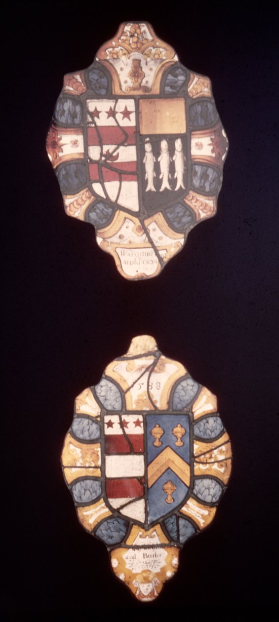 Panely s Washingtonem a Kitson Arms a Washington a Butler Arms ze Sulgrave Manor, 1588 od English School