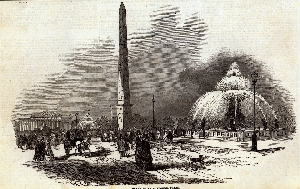 Place de la Concorde, Paříž, z The Illustrated London News, 2. srpna 1845 od English School