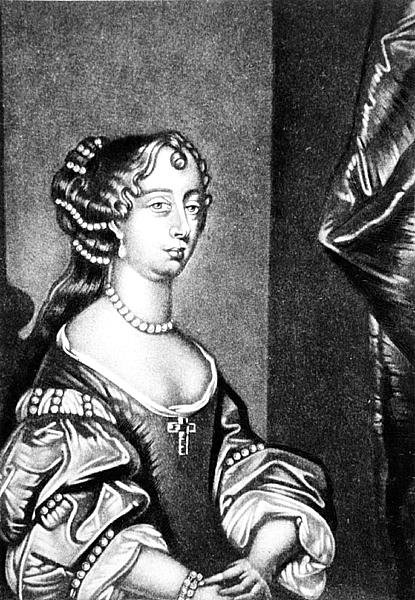 Portrét Barbary Villiersové, vévodkyně z Clevelandu (1641-1709) vyrytý Robertem Dunkartonem (1744-c.1817) z Illustrious Characters in British History (mezzotinta) od English School