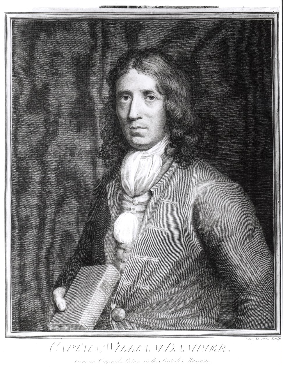 Portrét kapitána Williama Dampiera (1652-1715), vyryl Sherwin od English School