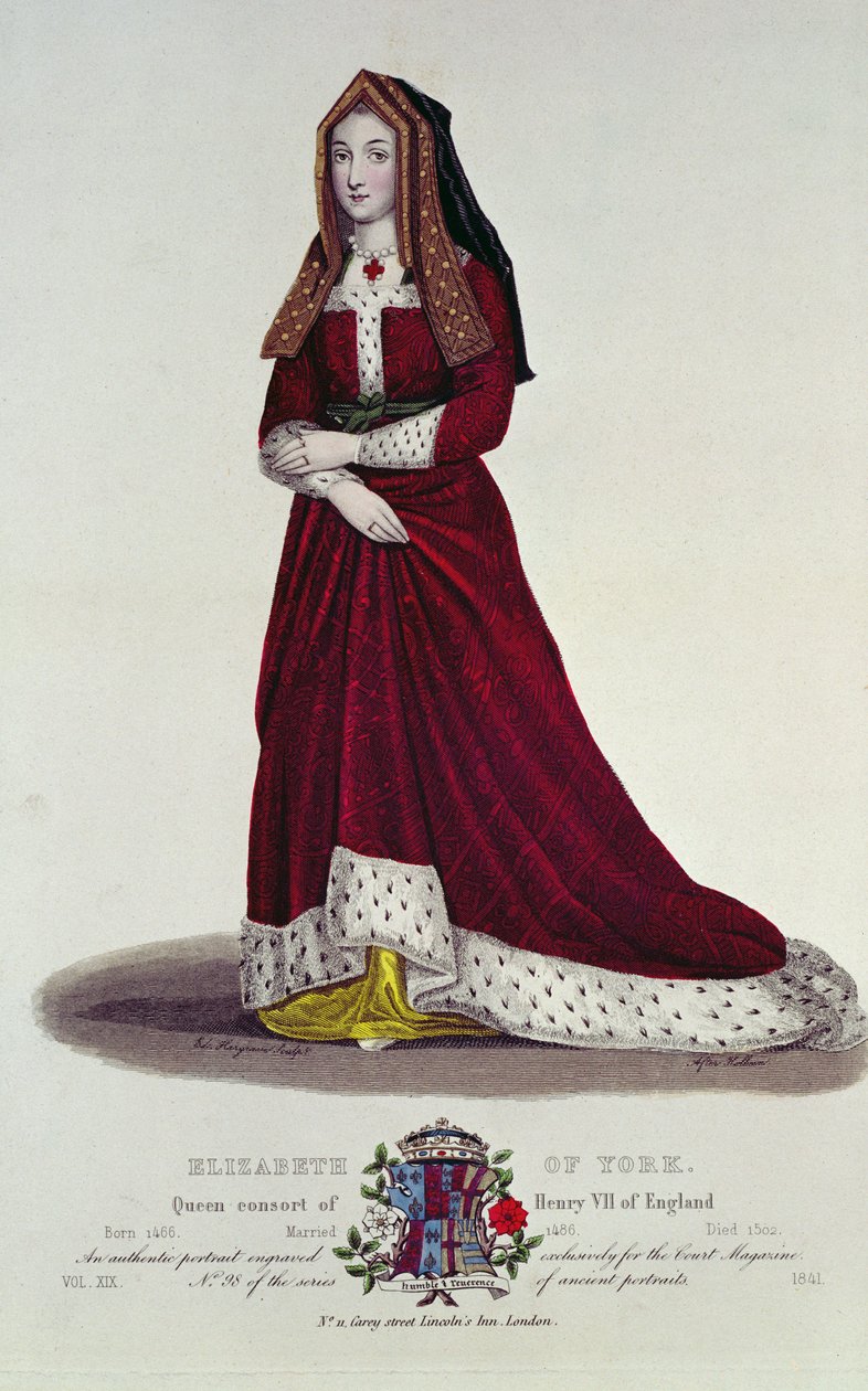 Portrét Alžběty z Yorku, 1841 (barevná rytina) od English School