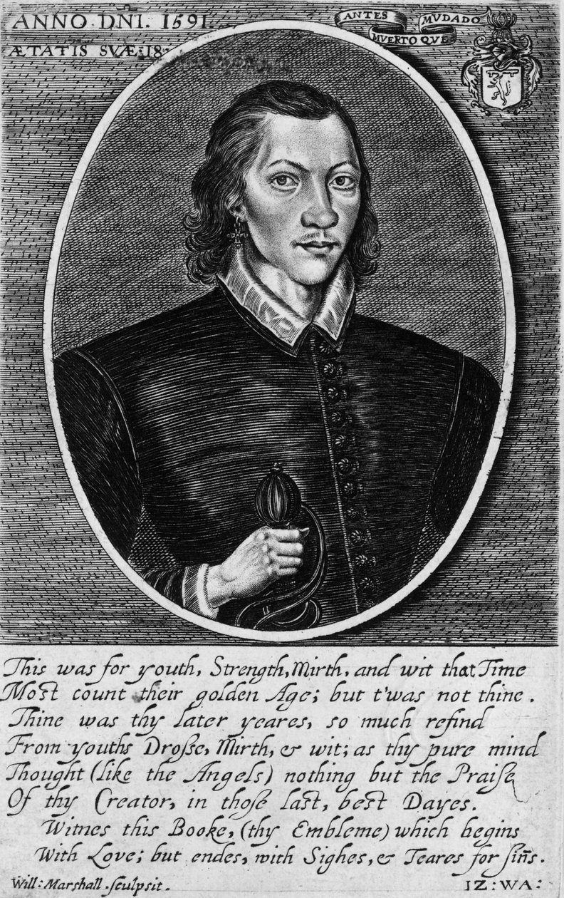 Portrét Johna Donna, datovaný 1591, frontispice k 
