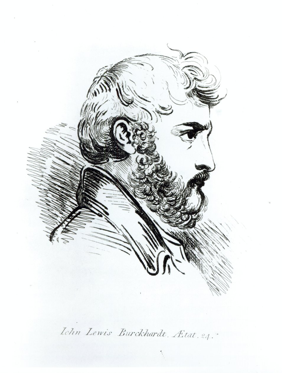 Portrét Johna Lewise Burckhardta (1784-1817) ve věku 24 let (pero a inkoust) od English School