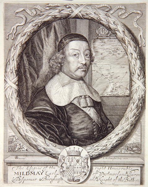 Portrét Mildmay Faneové z Atlasu hrabství Anglie a Walesu od Christophera Saxtona, vyrytý P. Williamsonem, 1662 od English School