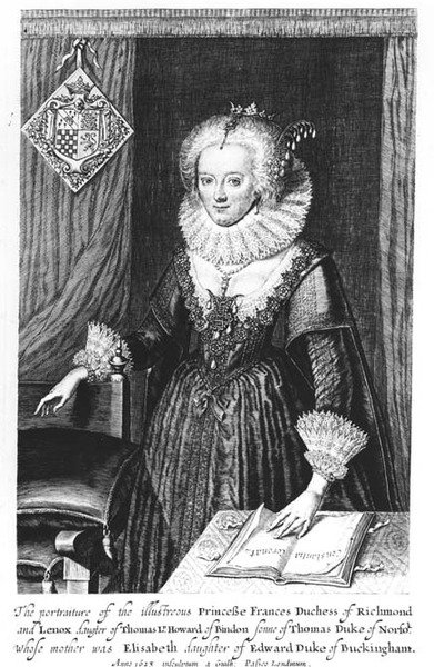Portrét princezny Frances, vévodkyně z Richmondu a Lennoxe, vyrytý Guilhem, 1623 od English School