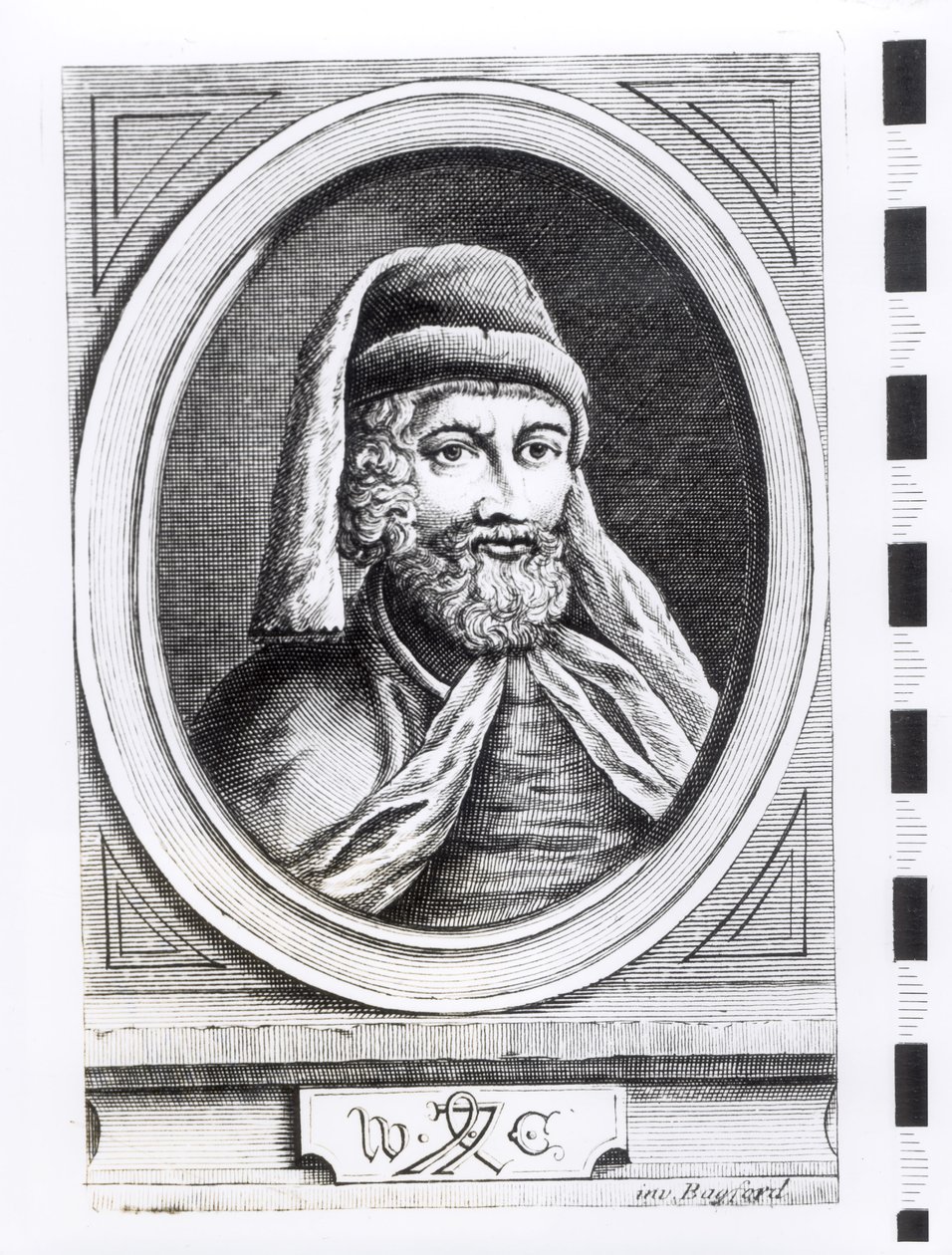 Portrét Williama Caxtona (asi 1422-91) a jeho značka tiskárny od English School