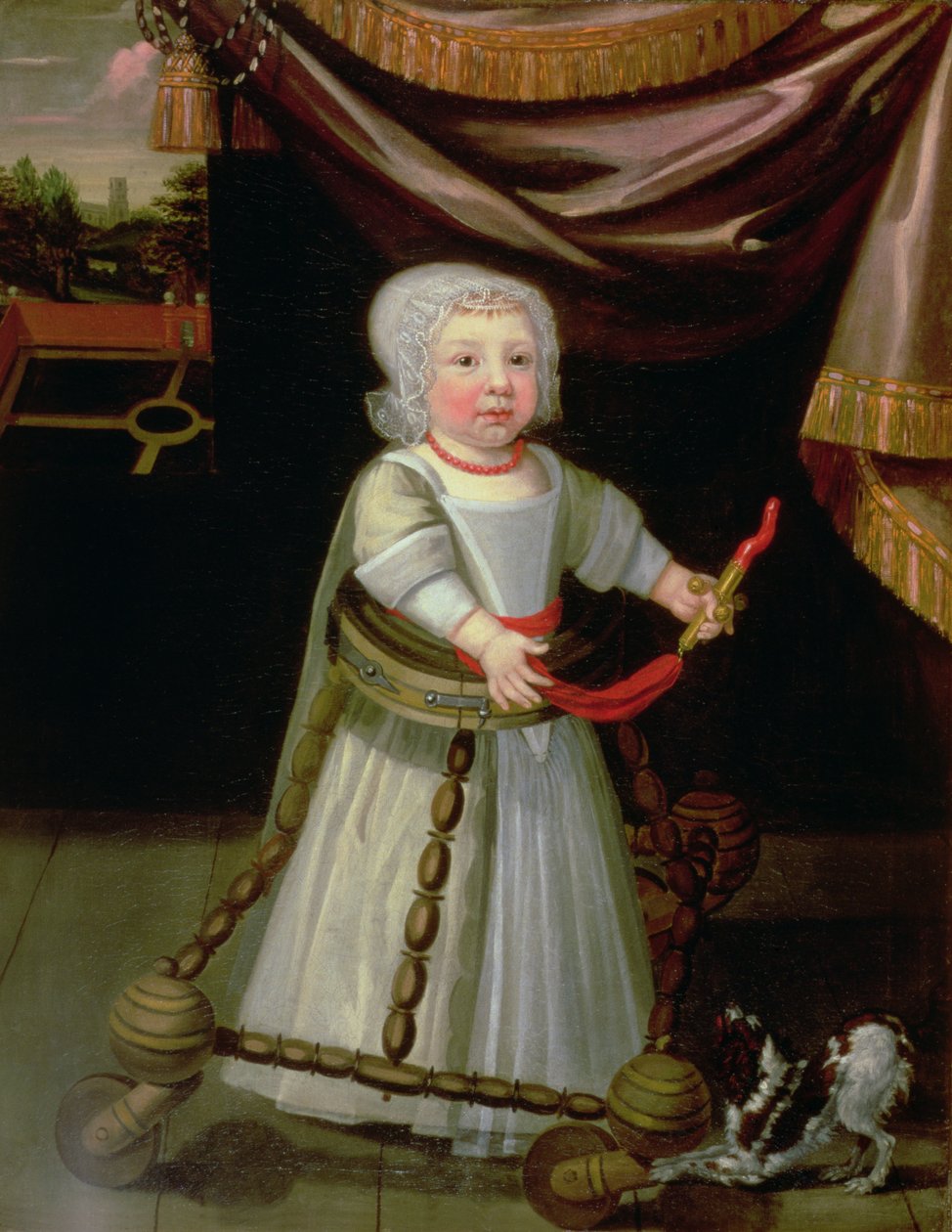 Portrét chlapce s korálovým chrastítkem, c.1650-60 od English School