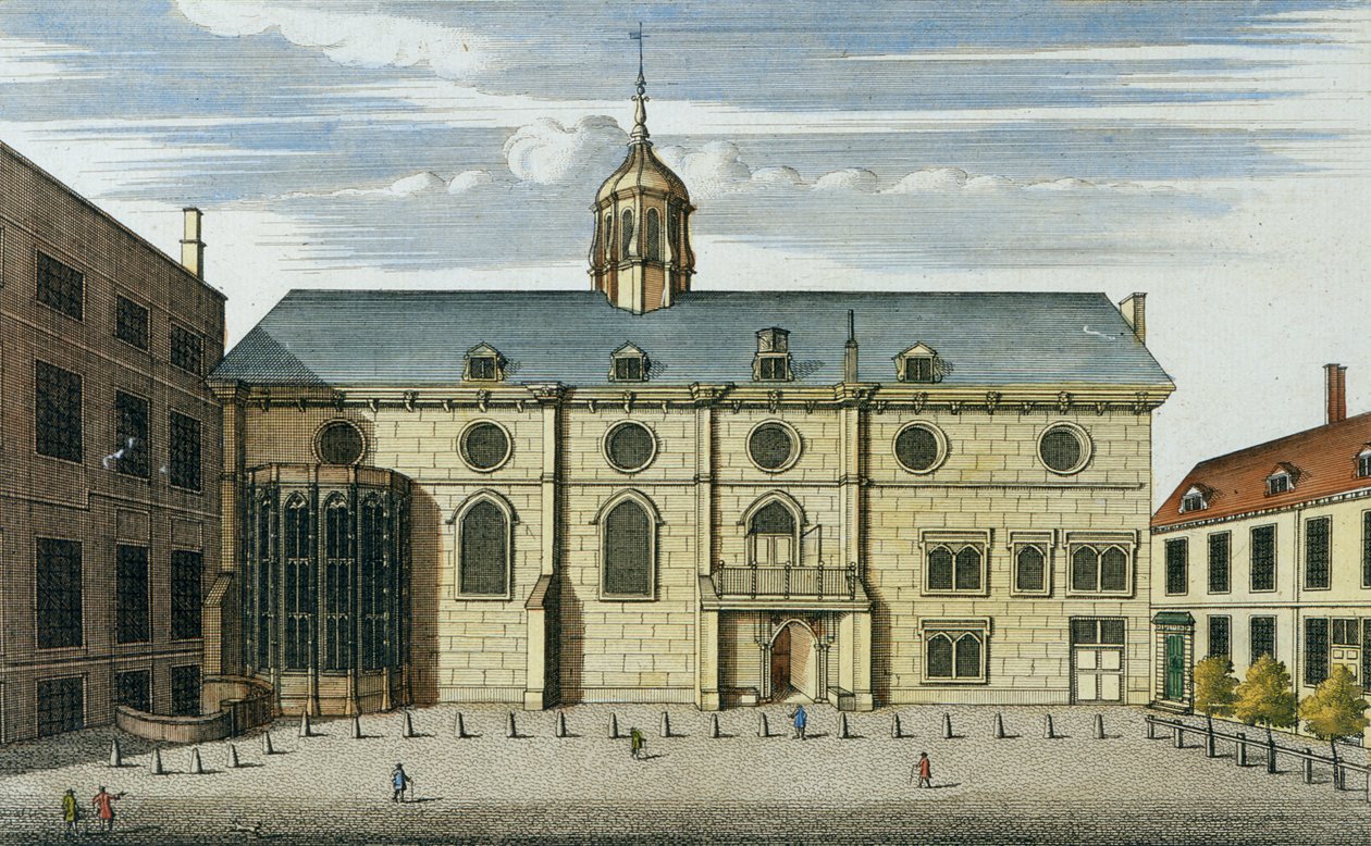 Premier Map of London and Suburbs: The Bank of England in ye Poultry, 1724 (ručně kolorovaná rytina) od English School