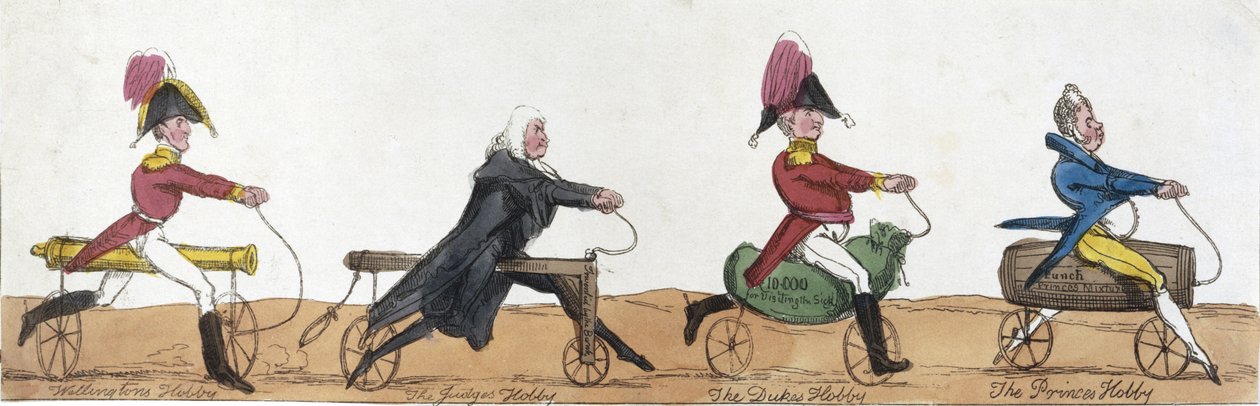 Profesionální muži jezdící na hobby koních, kolem roku 1820 od English School
