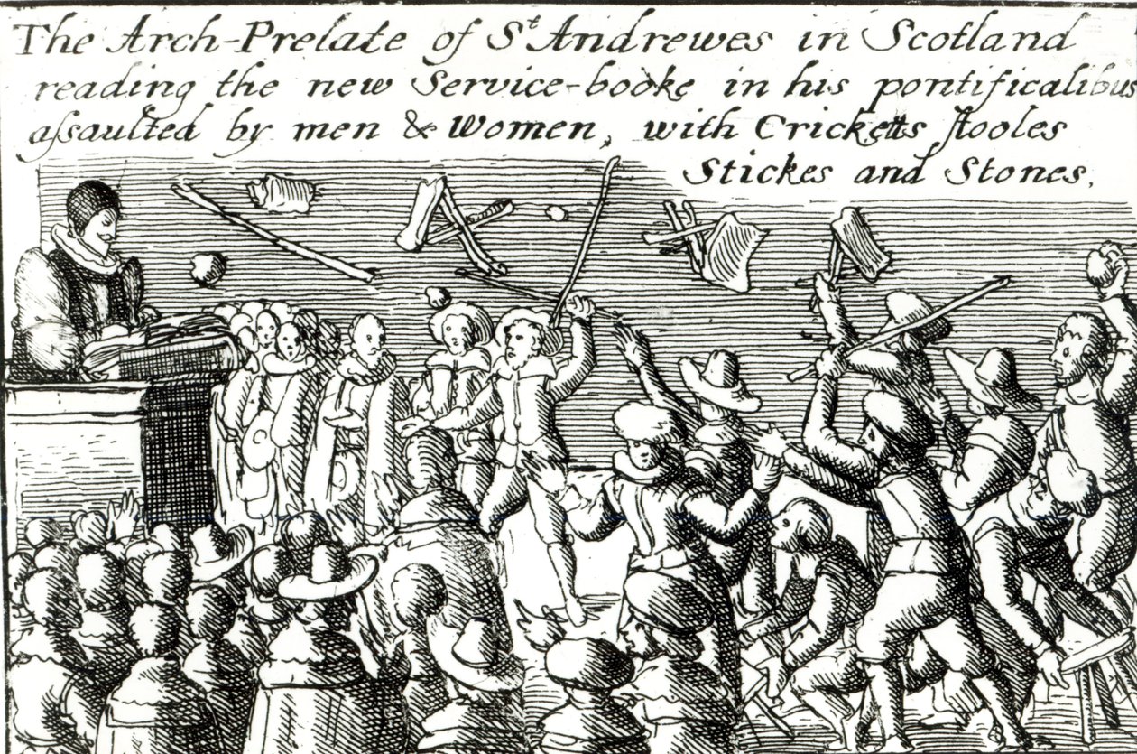Demonstranti v Edinburghu, 1637 od English School