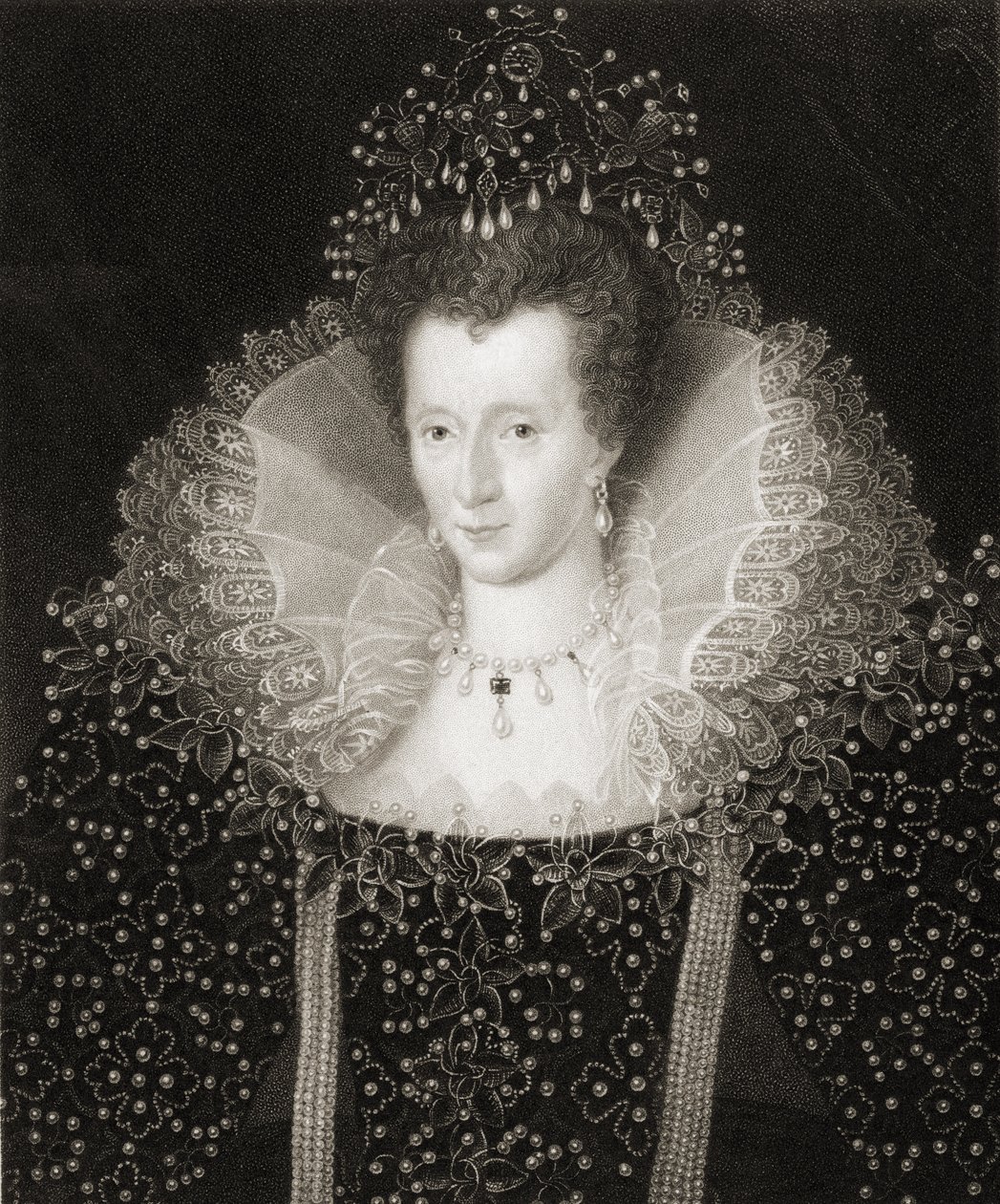 Královna Alžběta I. (1533-1603) z „Galerie portrétů“, vydané v roce 1833 od English School