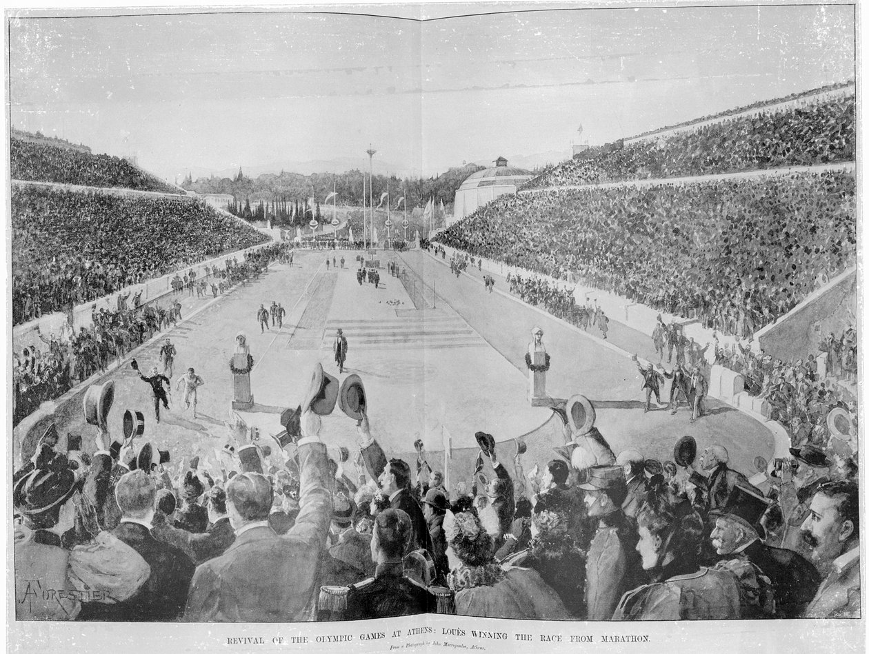 Oživení olympijských her v Aténách: Loues vyhrál závod z Maratonu, 10. dubna 1896 od English School