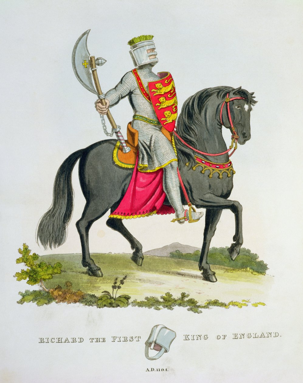 Richard I., anglický král (1157-99), 1194, z knihy "Ancient Armour", autor Samuel Rush Meyrick, 1824 od English School