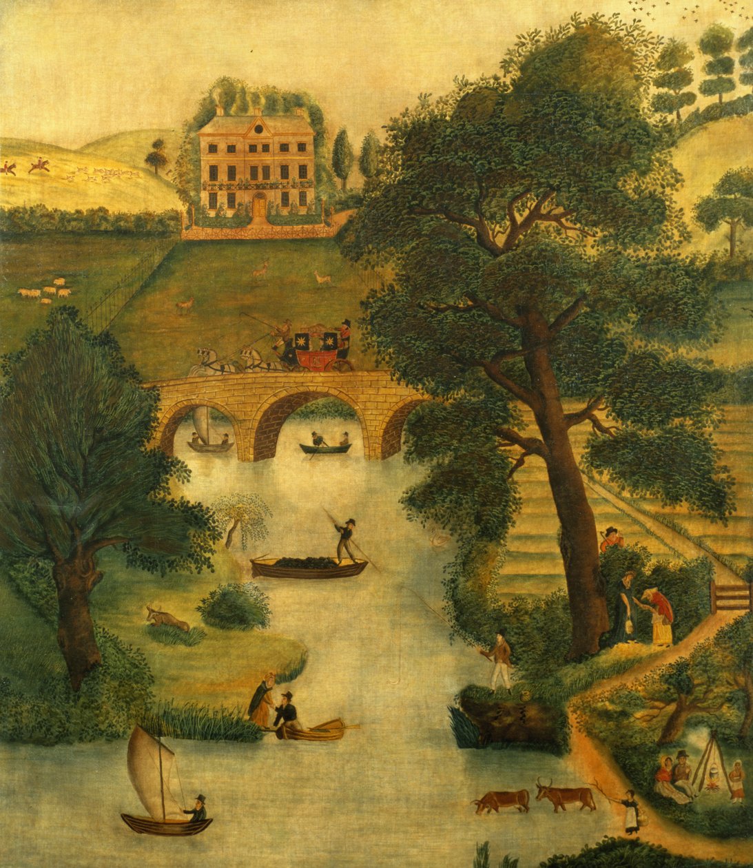 Venkovská scéna s kočárem a koněm, cca 1835 od English School
