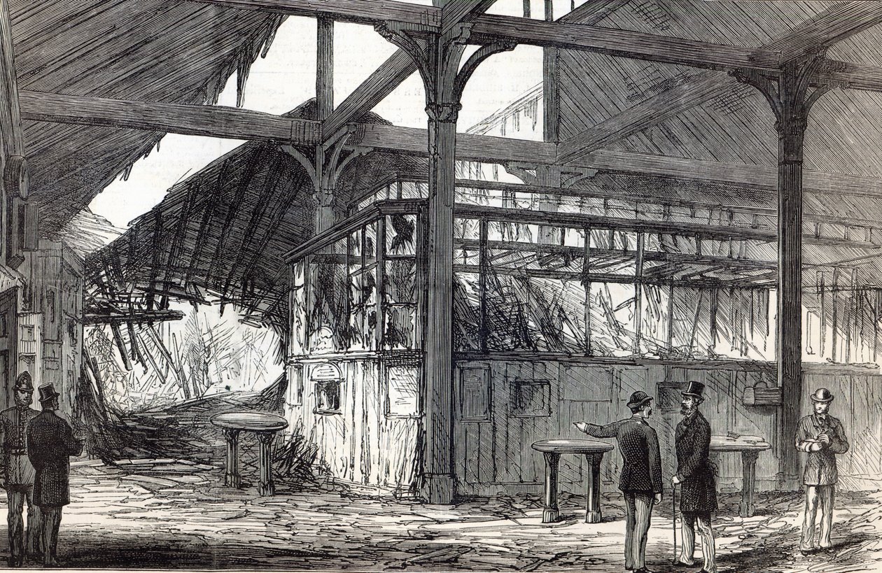 Scéna exploze na nádraží Victoria v úterý ráno, z The Illustrated London News, 1. března 1884 (litografie) od English School