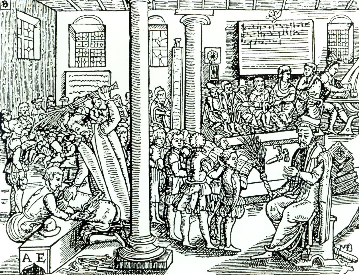 Školní scéna v době Tudorovců od English School