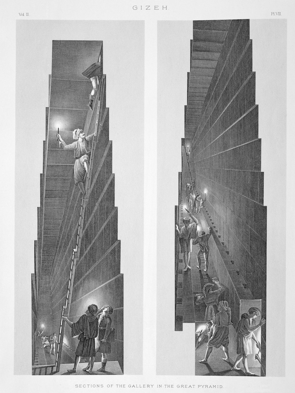 Části galerie ve Velké pyramidě, Gizeh od English School