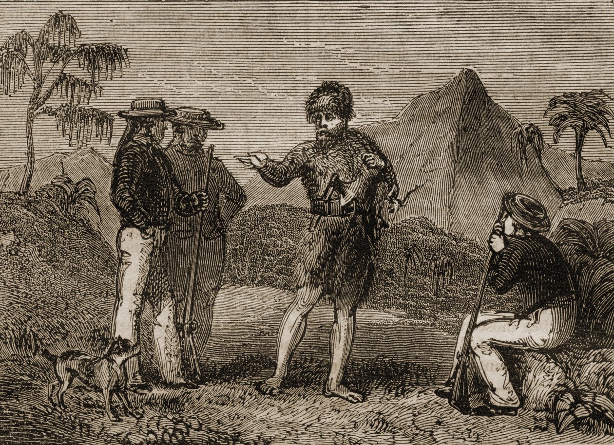 Selkirk and the British Sailors, ilustrace z 