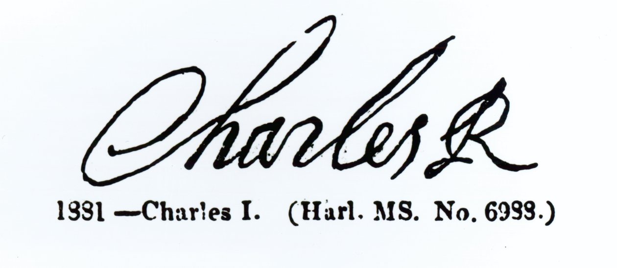 Podpis krále Karla I. (1600-49) od English School