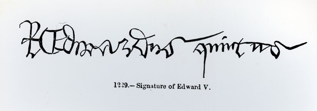 Podpis krále Edwarda V. (1470–1483) od English School