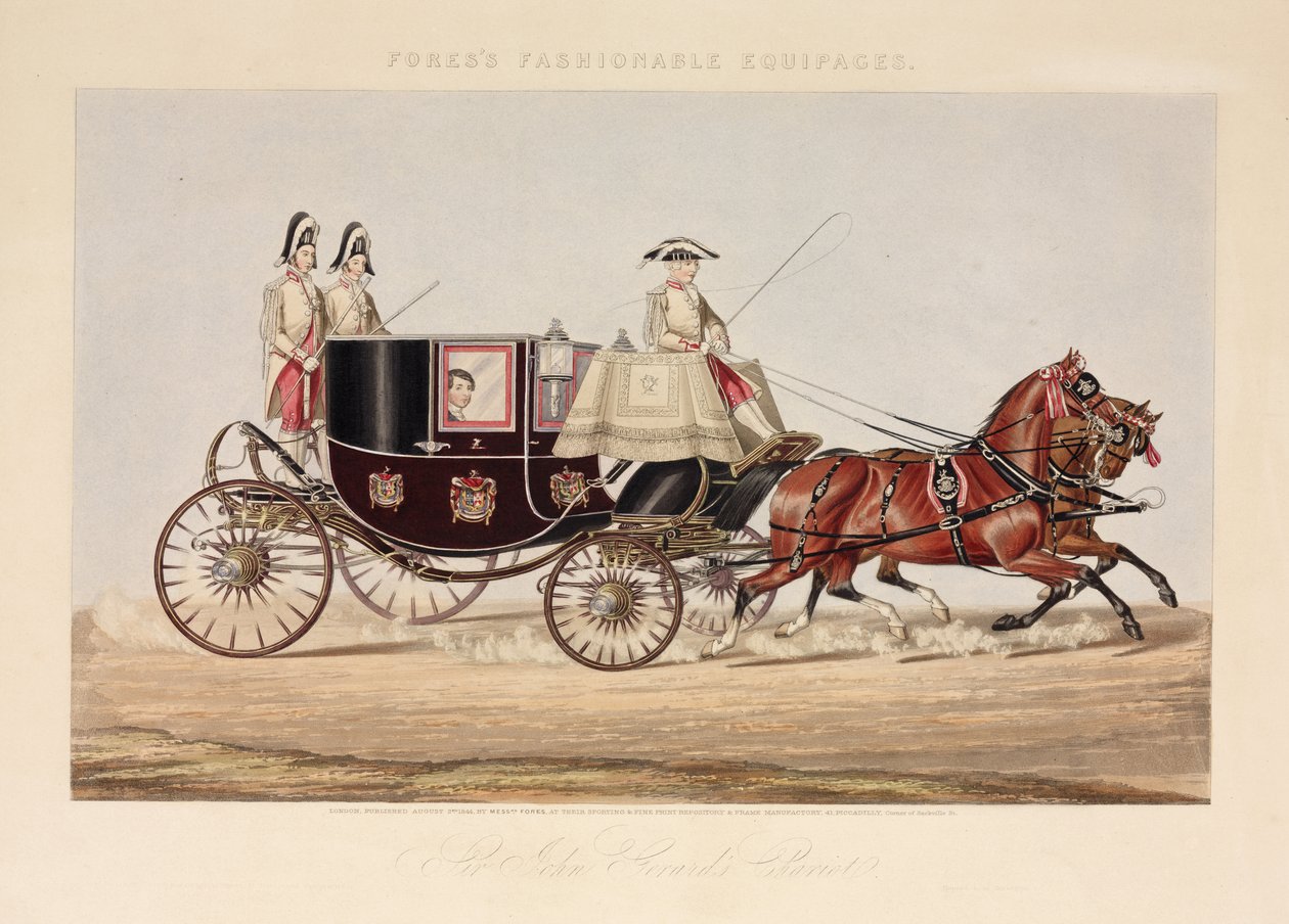 Sir John Gerards Chariot, z Fores Fashionable Equipages, publikoval v Londýně, 1844 od English School