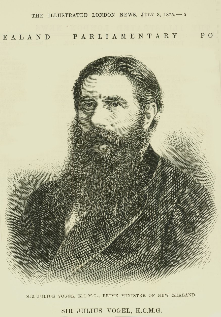 Sir Julius Vogel, KCMG (1835-99) z „The Illustrated London News“, 3. července 1875 od English School