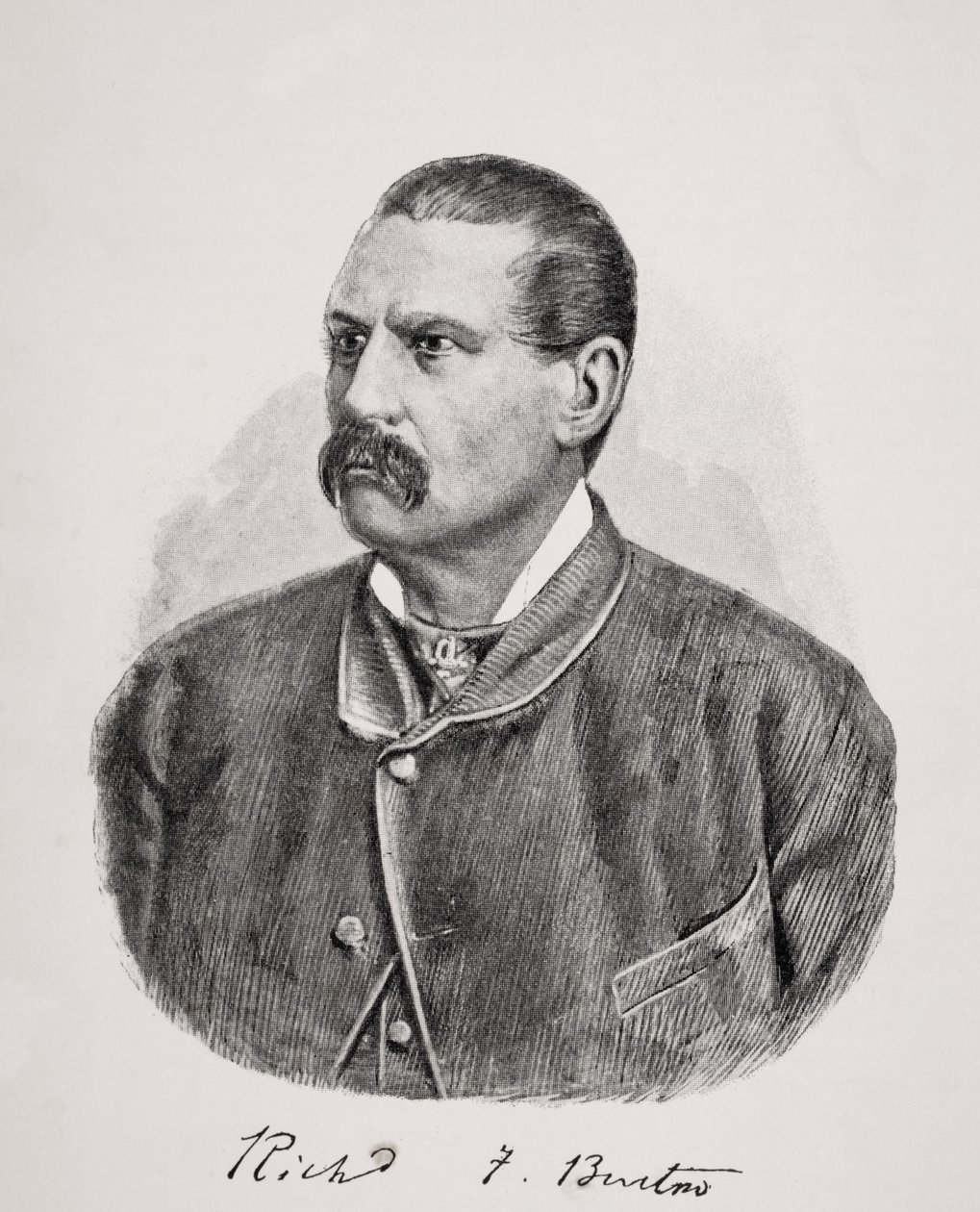 Sir Richard Francis Burton (1821-90) z „The Life of Captain Sir Richard Burton, Volume II“ od Isabel Burton (1831-96) vydané v roce 1893 od English School