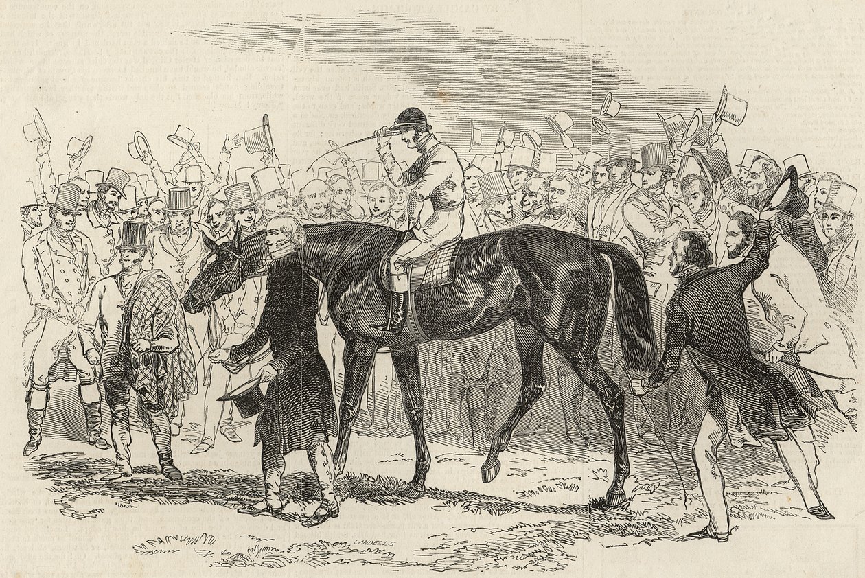 Sir Tatton Sykes vede vítěze St. Leger, z "The Illustrated London News", 26. září 1846. od English School