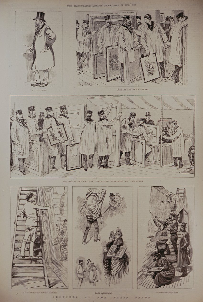 Skicy z pařížského salonu, z "The Illustrated London News", 23. dubna 1887 od English School