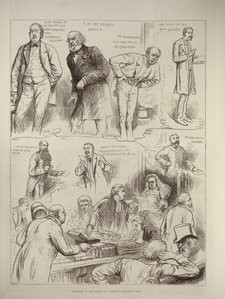 Sketches in the House of Commons: Question Time, od The Illustrated London News, 18. února 1882 od English School