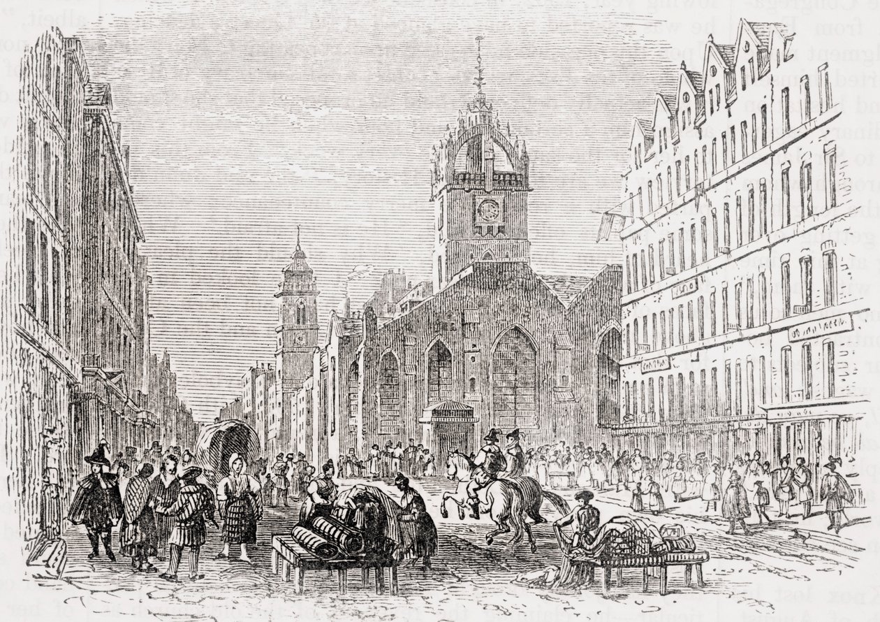St Giles and the Old Tron Church, Edinburgh v 17. století, z knihy „Stará Anglie
