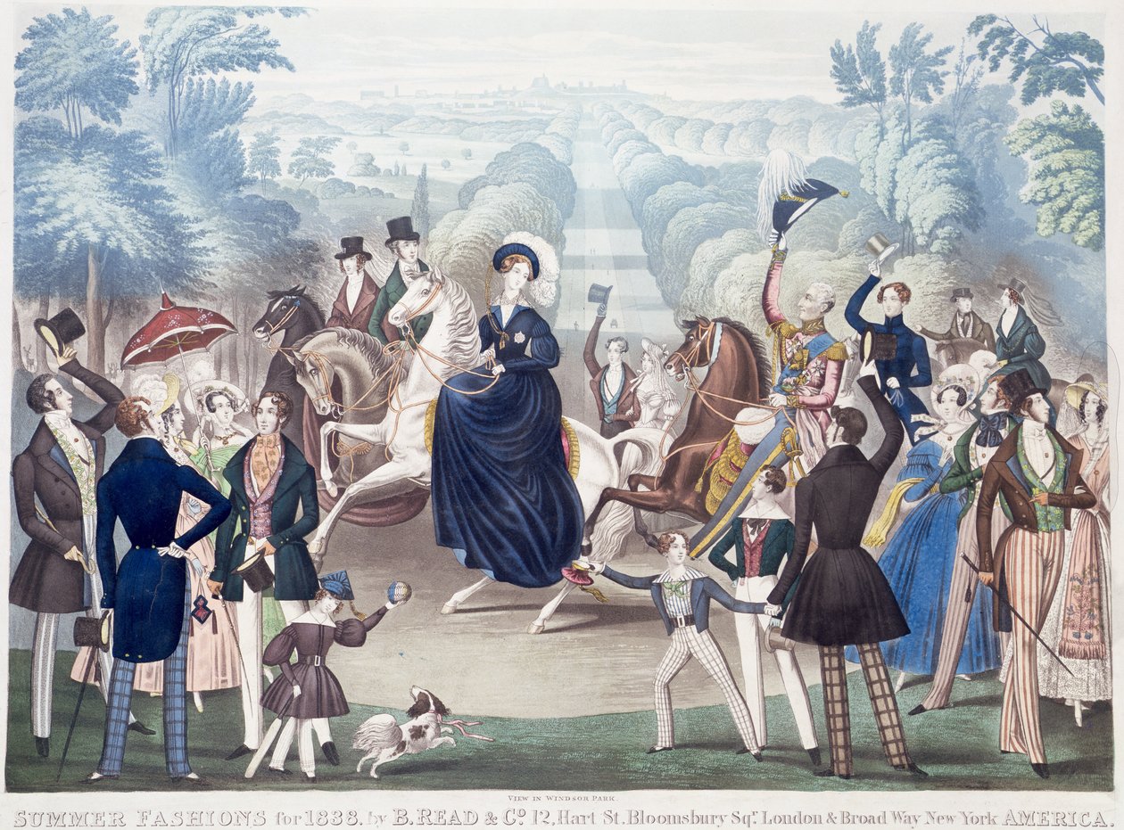 Summer Fashions for 1838, View in Windsor Park od B Read and Co. (barevná akvatinta) od English School