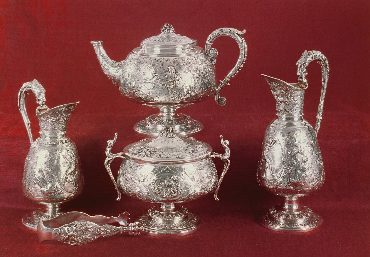 Teaset s honivou výzdobou, ve francouzském stylu, Londýn, 1874-75 (stříbrná) od English School