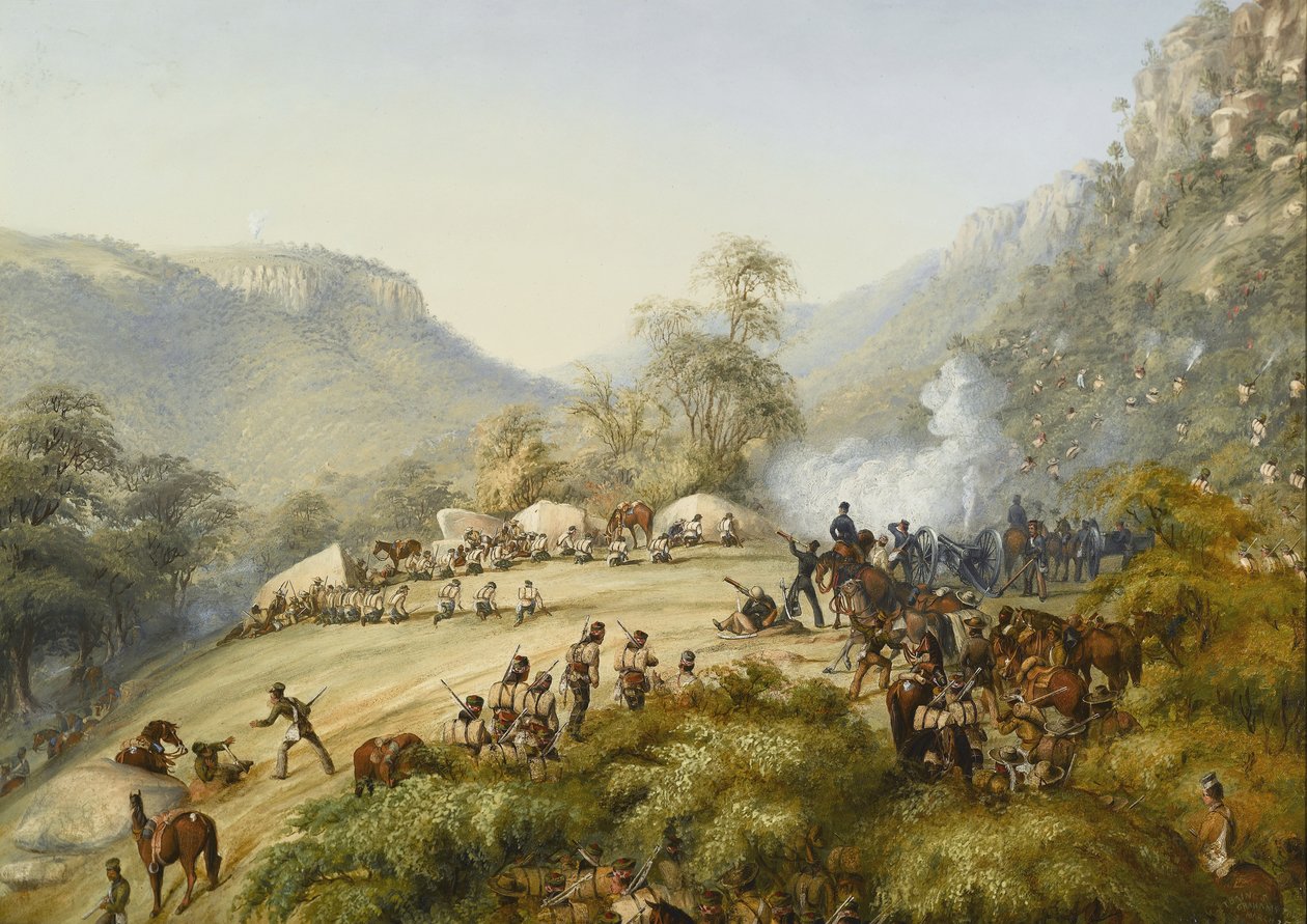 74. pluk v střetnutí na výšinách nad Waterkloofem, 1851 od English School