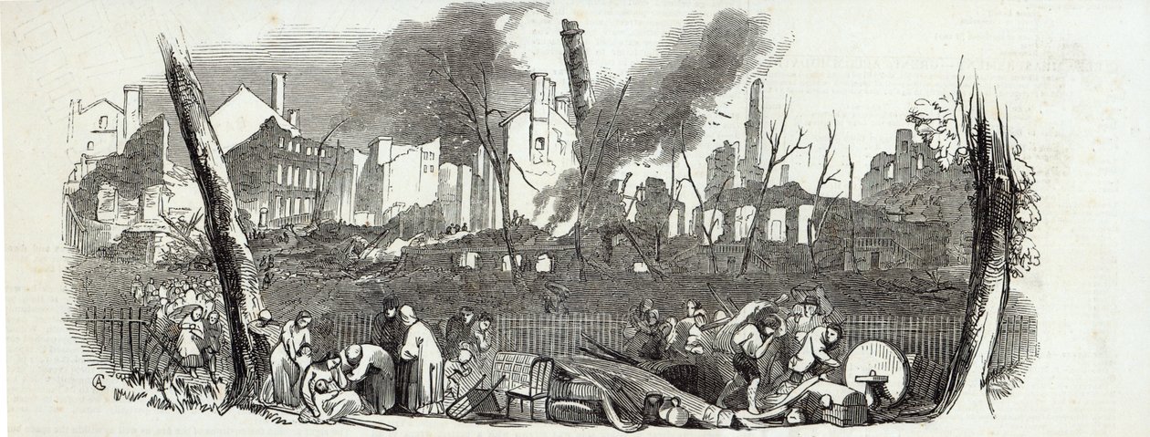 The Bowling-green a Marketfield-street, New York, z The Illustrated London News, 23. srpna 1845 od English School