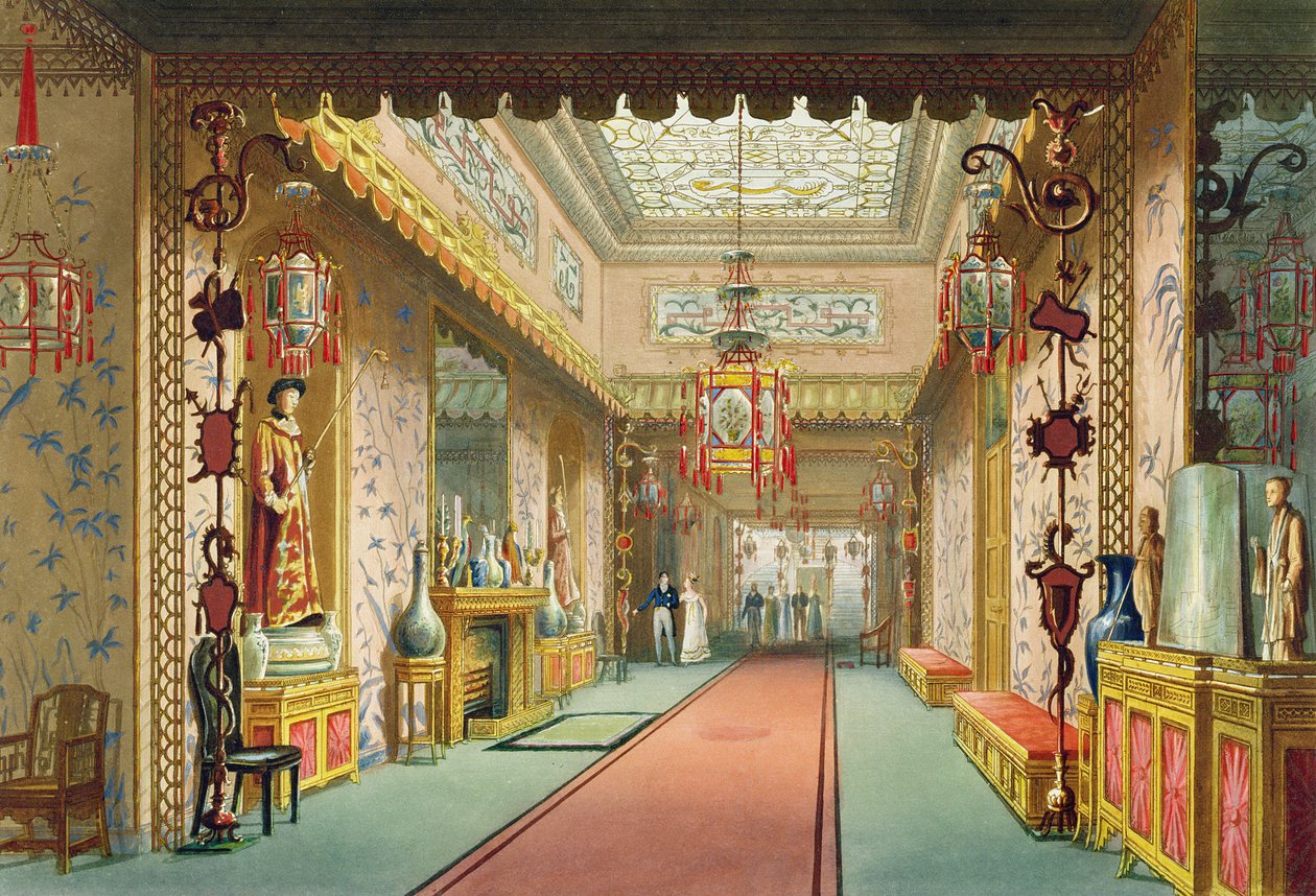 Čínská galerie, z pohledů na Royal Pavilion, Brighton od Johna Nashe (1752-1835), 1826 (akvatinta) od English School