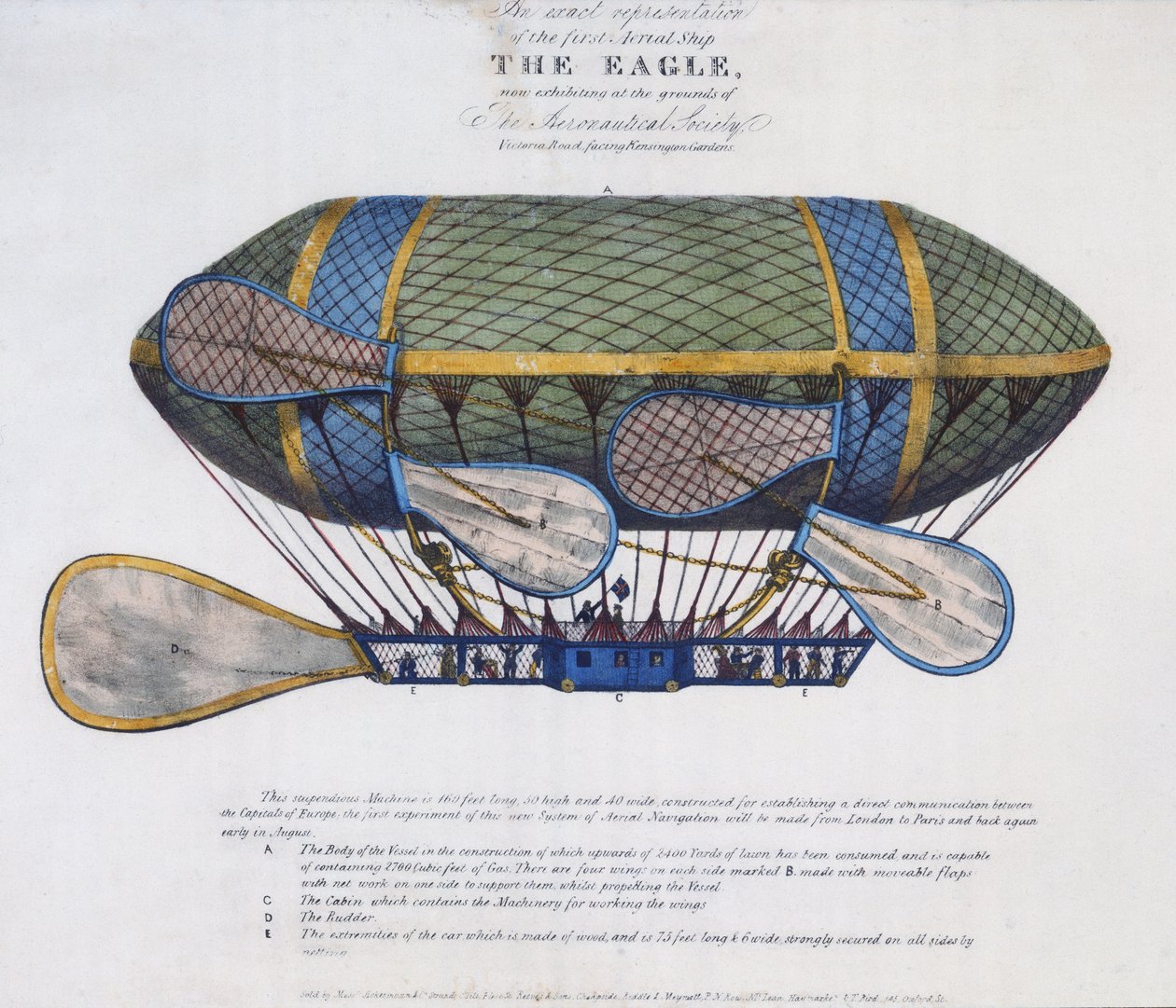 The Eagle Airship, vydané nakladatelstvím Ackermann & Co., Londýn, 1834 od English School