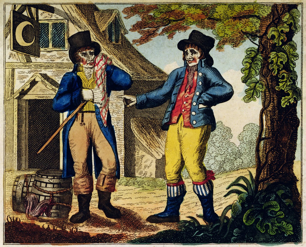 The Excisemen Outwitted (barevná rytina) od English School